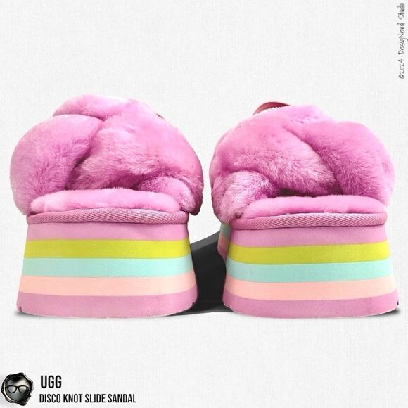 UGG DISCO KNOT PLATFORM SLIDE SANDAL IN WILDFLOWER FUCHSIA SIZE 7 WOMEN’S SHOE - Picture 8 of 15